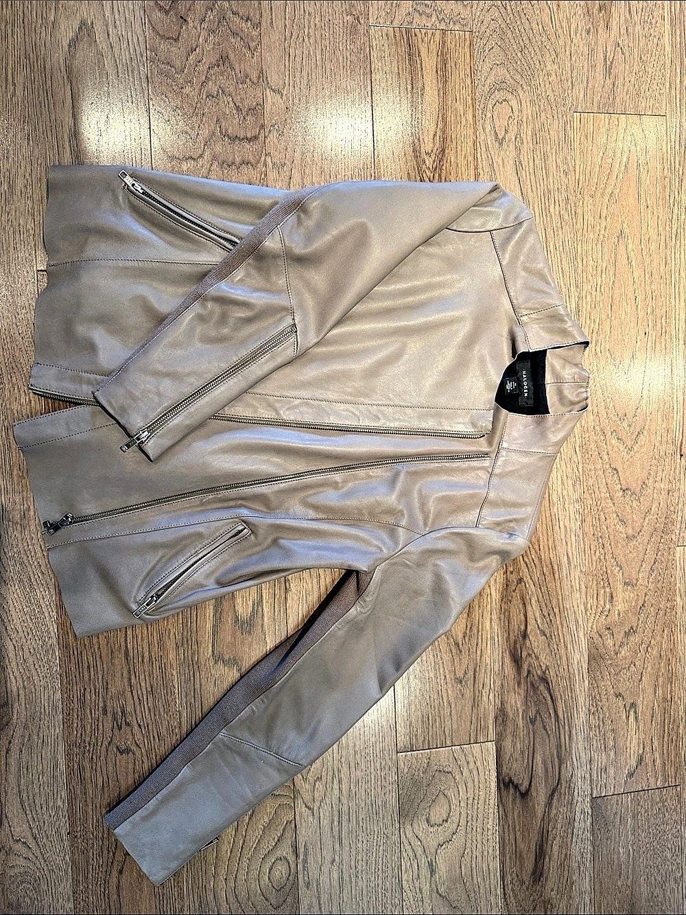 Halogen Leather Moto Jacket Brown Medium